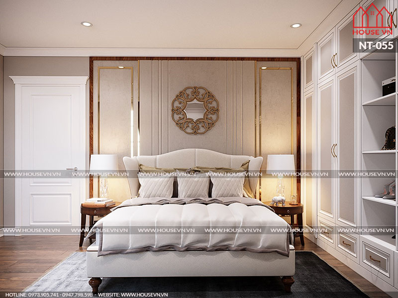 Phòng ngủ có thiết kế nội thất đẹp đơn giản mà vẫn vô cùng tinh tế và thể hiện rõ cá tính của gia chủ
