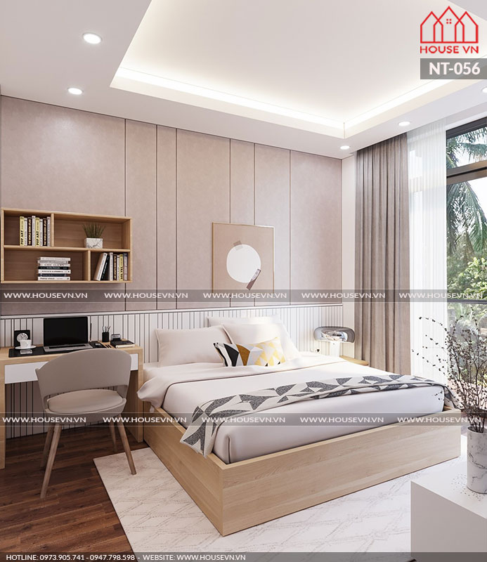 Mẫu thiết kế nội thất phòng ngủ đẹp trang trí đơn giản nhưng vẫn được đánh giá cao về cách sắp xếp công năng