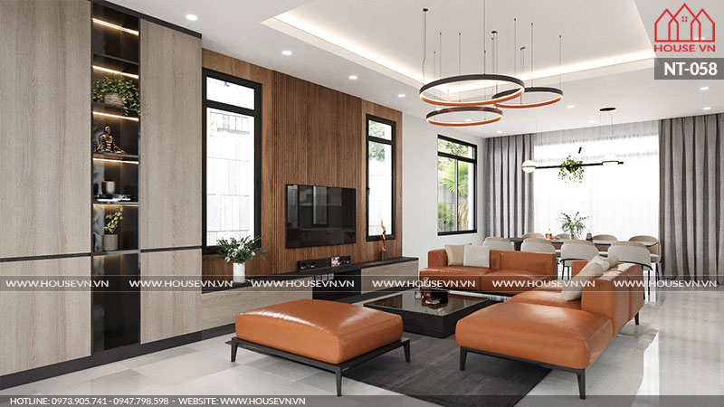 Lựa chọn bày biện bộ sofa và bàn trà với màu sắc nhẹ nhàng mang đến vẻ lịch sự, thanh thoát cho không gian phòng khách của CĐT.