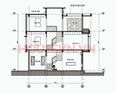 Tham khảo bản vẽ mặt cắt, mặt bằng nhà ống 3 tầng 80m2 đẹp tại Hưng Yên