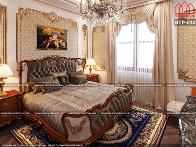 Mẫu nội thất phòng ngủ được thiết kế theo phong cách cổ điển, vương giả