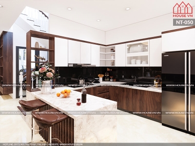 Thiết kế nội thất không gian bếp ăn tiện nghi, thông thoáng