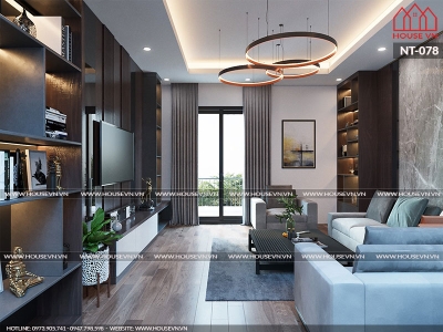 Thiết kế nội thất phòng khách đẹp cho nhà ống dân dụng tại Hưng Yên