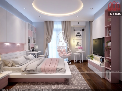Thiết kế nội thất phòng ngủ dành cho bé gái xinh xắn, đáng yêu tại Hải Phòng