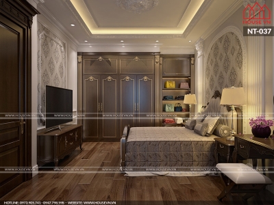 Mẫu nội thất phòng ngủ master theo phong cách tân cổ điển đẹp
