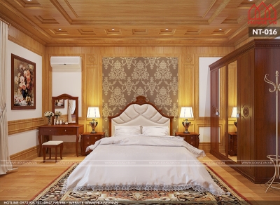 Bày trí nội thất phòng ngủ bằng gỗ tự nhiên đẹp được nhiều người yêu thích