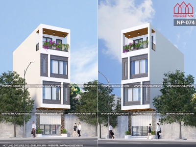 Thiết kế nhà phố hiện đại 4 tầng 4.8mx20m đơn giản có 4 phòng ngủ đẹp