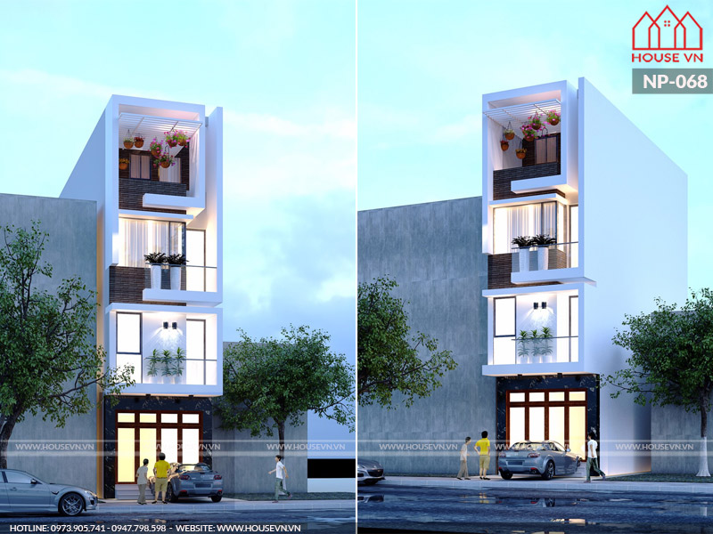 Kiến trúc nhà phố hiện đại mặt tiền 5m dễ thi công nhất tại Housevn