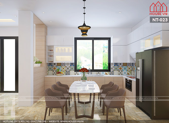 Thiết kế nội thất phòng bếp ăn nhỏ gọn kiểu hiện đại đẹp cho nhà phố