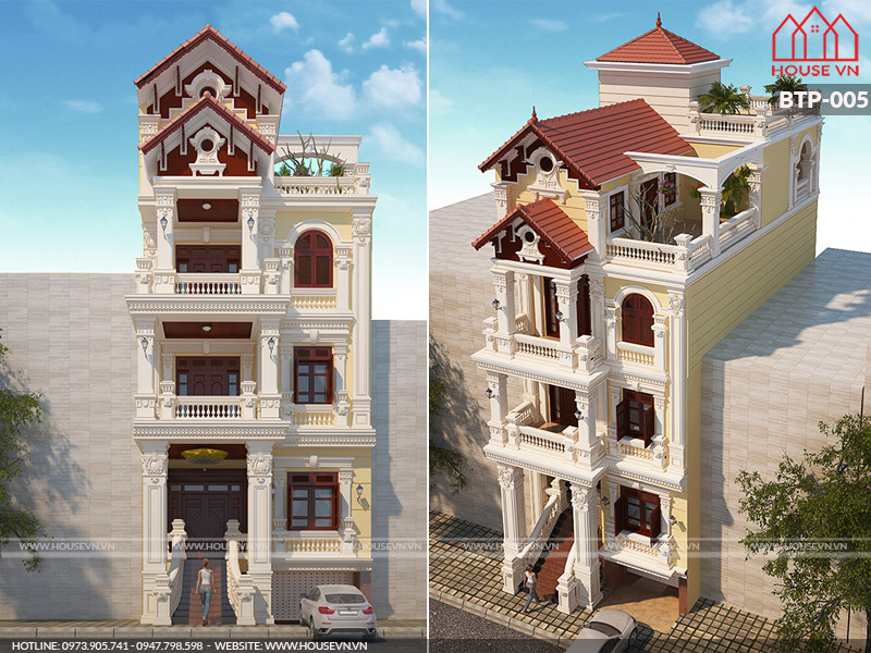 Mẫu thiết kế nhà phố và biệt thự tân cổ điển đẳng cấp của Housevn