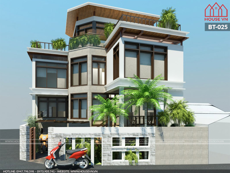 Thiết kế biệt thự 4 tầng kết hợp không gian xanh tại Quảng Ninh 