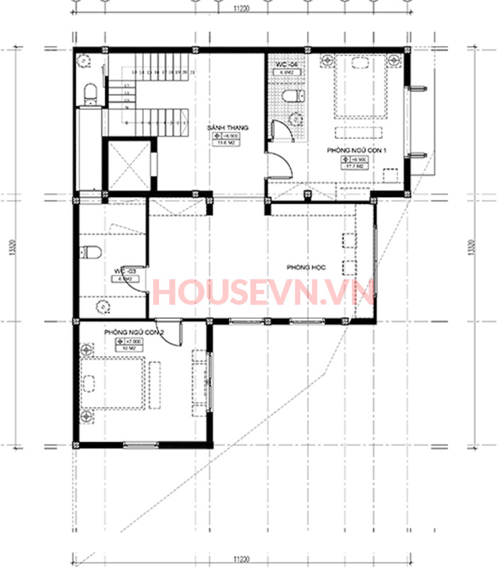 bản vẽ mặt bằng tầng 2 biệt thự pháp4 tầng đẹp nhất hiện nay