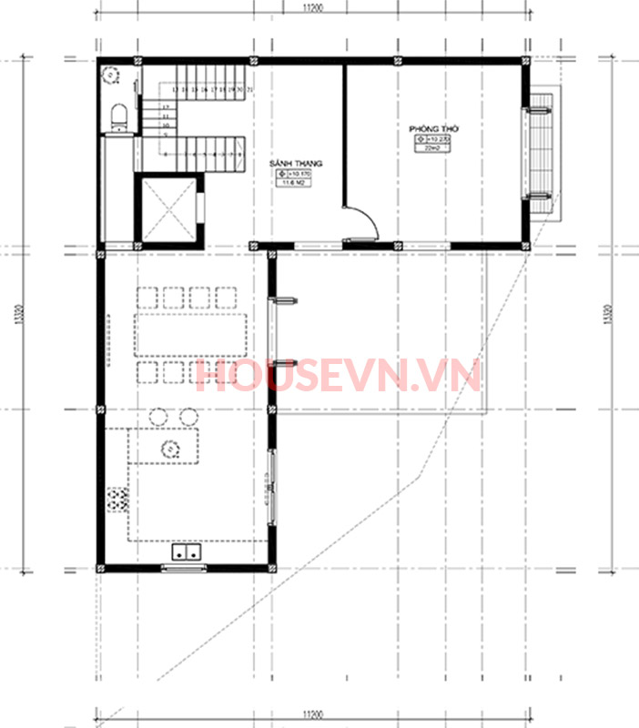 thiết kế bản vẽ tầng 4 của biệt thự pháp cổ điển