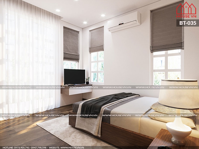 Mẫu nội thất phòng ngủ hiện đại với cách bày trí các khu vực chức năng khá hợp lý đảm bảo thuận tiện trong sinh hoạt