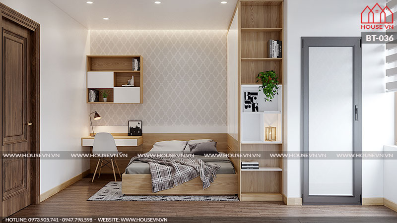 Mẫu nội thất phòng ngủ hiện đại cá tính với thiết kế tủ kệ thông minh đảm bảo tính tiện nghi