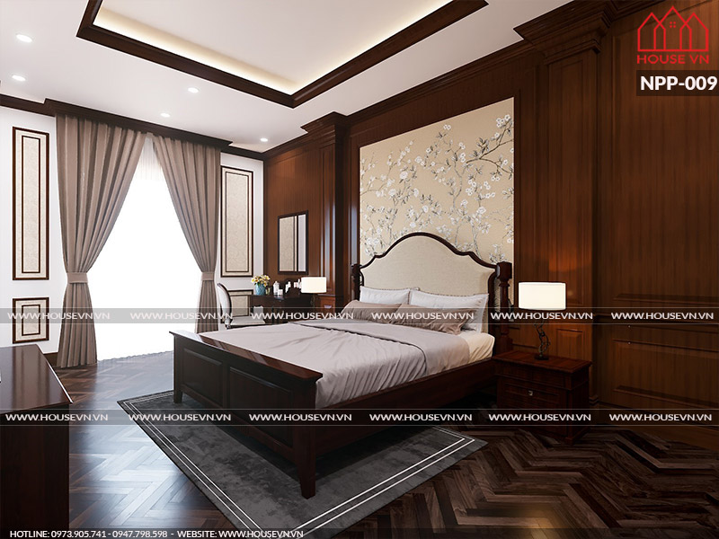 Mẫu thiết kế nội thất phòng ngủ gam màu trầm ấm, nhẹ nhàng
