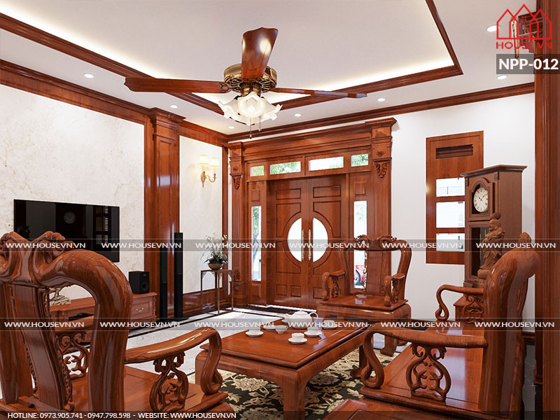 Mẫu nội thất phòng khách được thiết kế theo phong cách cổ điển đẹp cuốn hút.
