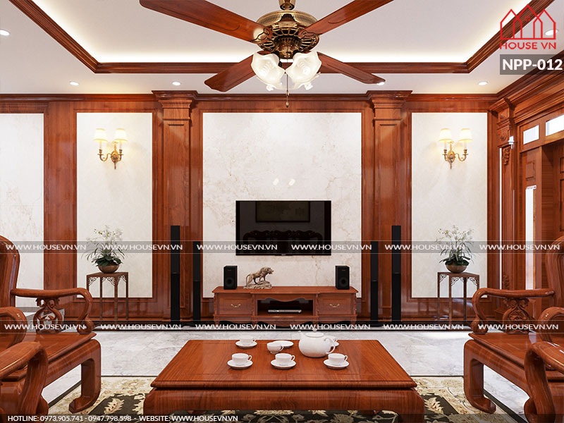 Mẫu nội thất phòng khách được thiết kế theo phong cách cổ điển đẹp cuốn hút.
