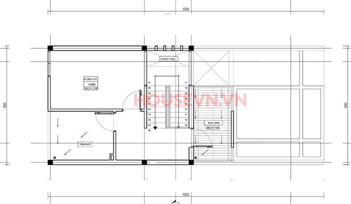 bản vẽ tầng tum của nhà phố hiện đại 4 tầng đẹp