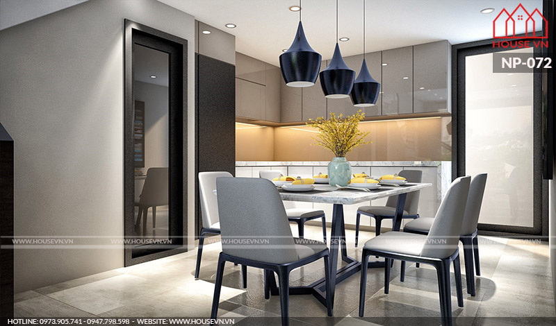 thiết kế nội thất phòng bếp ăn hiện đại cho nhà phố năm 2019