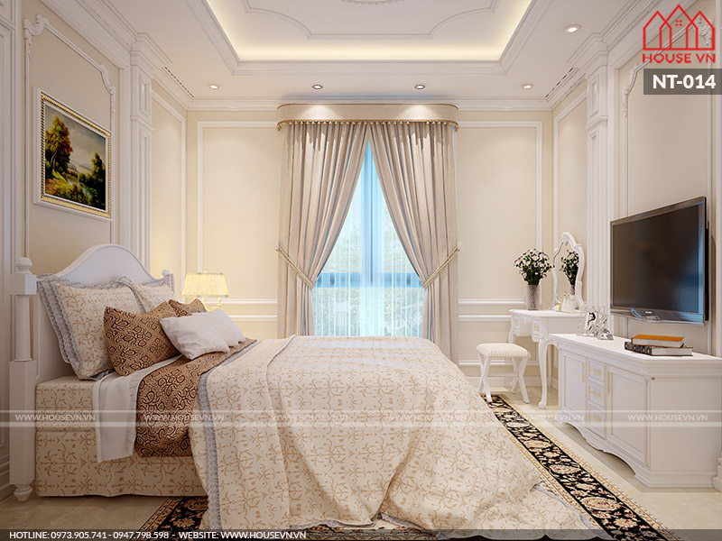 nội thất phòng ngủ nhà phố tân cổ điển đẹp tại Quảng Ninh