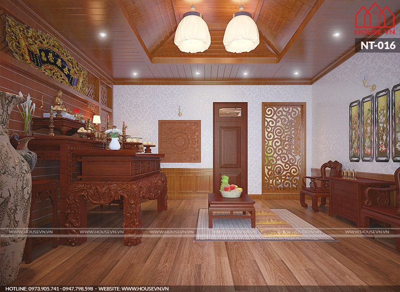 nội thất phòng thờ bằng gỗ cao cấp