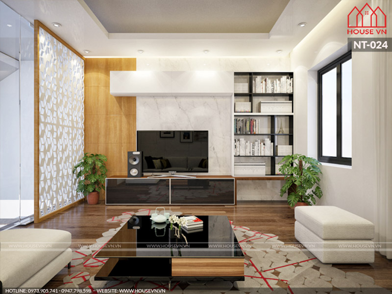Mẫu thiết kế nội thất phòng khách nhà phố nhỏ gọn, hiện đại đáp ứng yêu cầu của CĐT