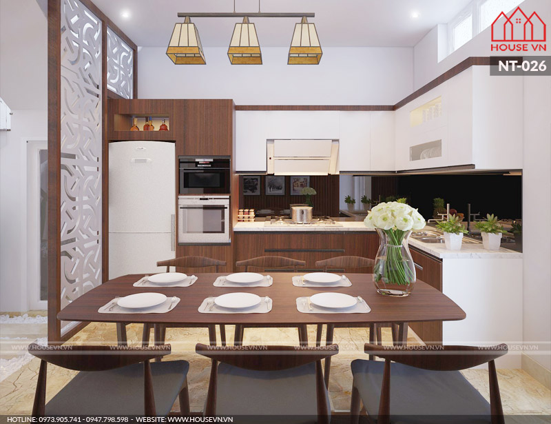 Thiết kế nội thất phòng bếp ăn phong cách hiện đại tiện nghi của nhà phố tại Hải Phòng
