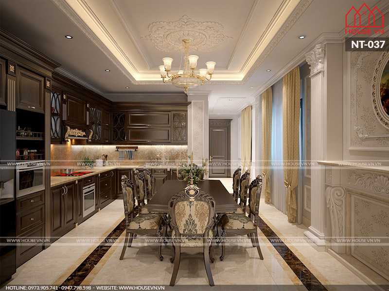 Phương án thiết kế nội thất không gian bếp ăn đầy đủ tiện nghi