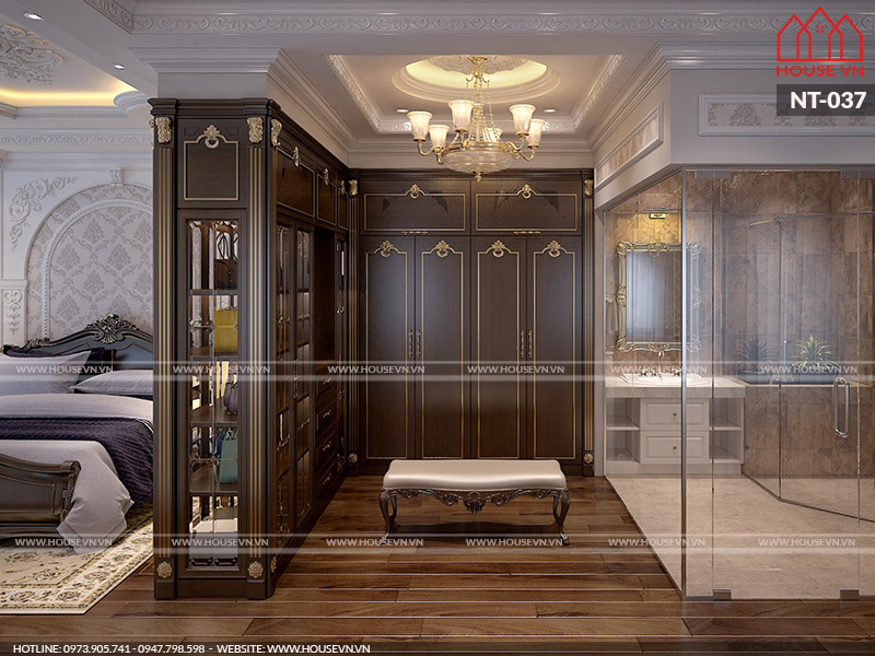 Mẫu thiết kế nội thất phòng ngủ đẹp dành cho biệt thự Pháp