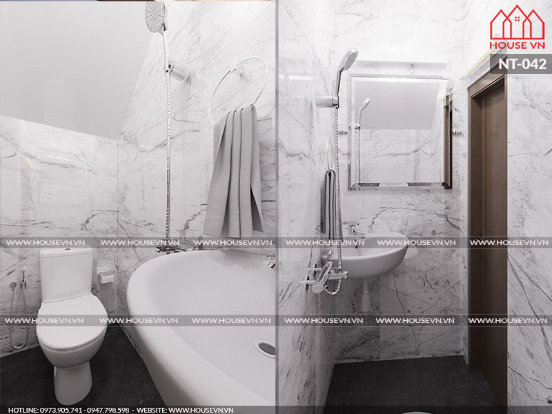 Bài trí WC kết hợp phòng tắm tầng 1 hợp lý cho biệt thự Venice Vinhomes Imperia tại Hải Phòng