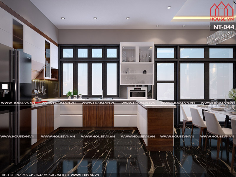 Các mẫu thiết kế nội thất phòng bếp của Housevn luôn đáp ứng tốt nhất nhu cầu nội trợ và sinh hoạt ăn uống của các thành viên trong gia đình với cách bày trí được tính toán tỉ mỉ, cân đối trong mọi không gian diện tích.