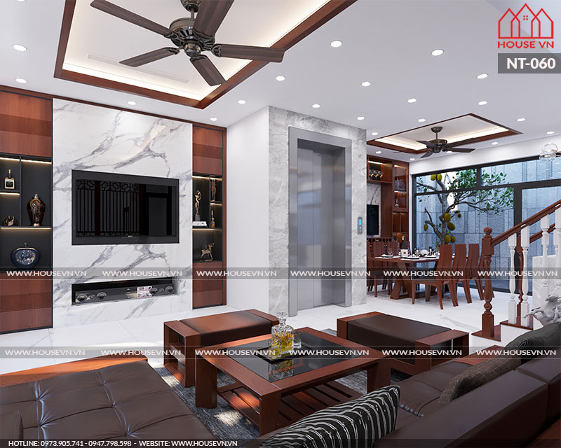Không gian phòng khách và phòng bếp được thiết kế liền kề với nhau